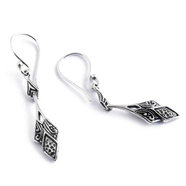 Alternate image for Folk Art-Inspired Lotus Sterling Silver Dangle Earrings Elite Lotus
