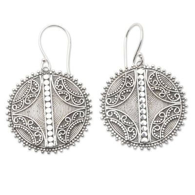 Alternate image for Balinese Sterling Silver Disc Dangle Earrings Here and Now