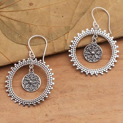 Alternate image for Oxidized Sterling Silver Dangle Earrings from Bali Middle of Something