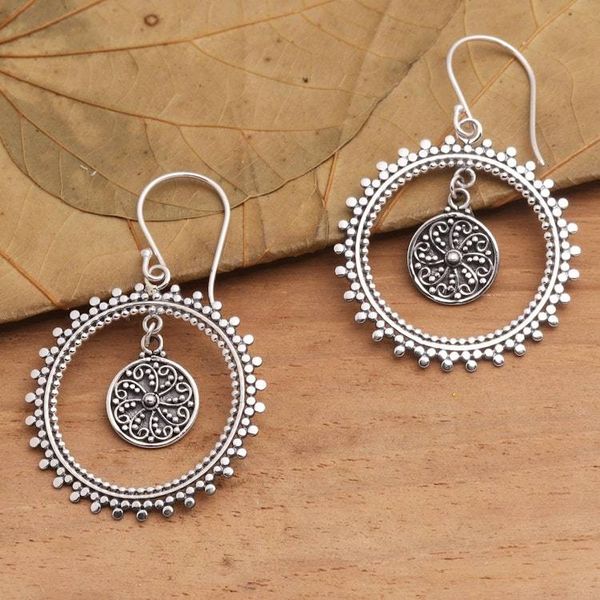 Alternate image for Oxidized Sterling Silver Dangle Earrings from Bali Middle of Something