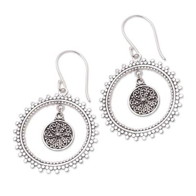 Alternate image for Oxidized Sterling Silver Dangle Earrings from Bali Middle of Something