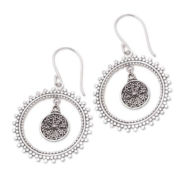 Alternate image for Oxidized Sterling Silver Dangle Earrings from Bali Middle of Something