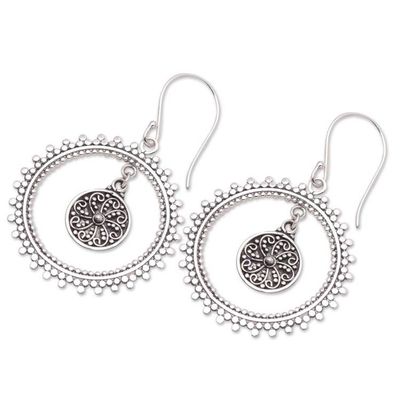 Alternate image for Oxidized Sterling Silver Dangle Earrings from Bali Middle of Something