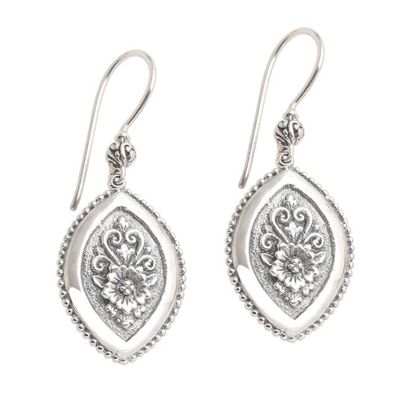 Primary image for Marquise Flower Sterling Silver Dangle Earrings Island Flower