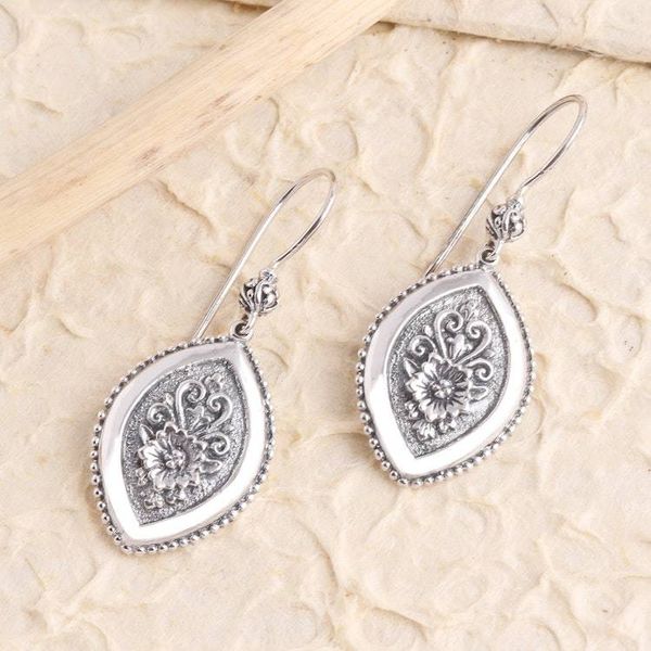 Alternate image for Marquise Flower Sterling Silver Dangle Earrings Island Flower