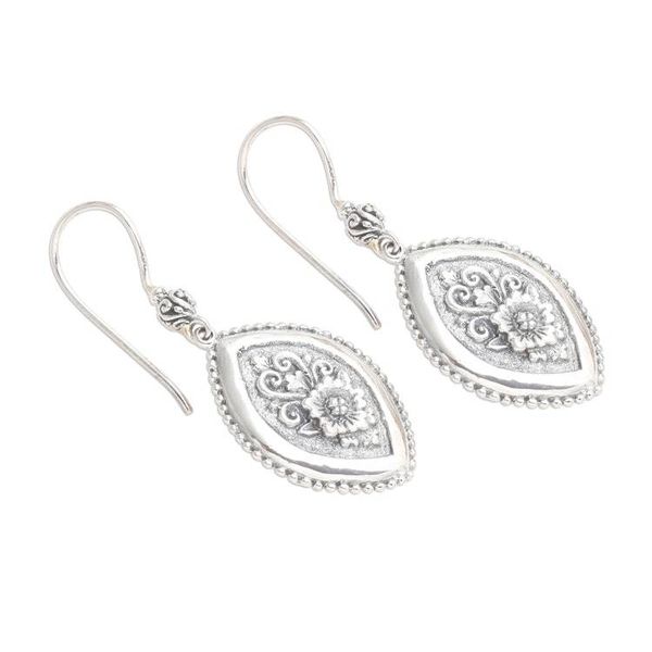 Alternate image for Marquise Flower Sterling Silver Dangle Earrings Island Flower