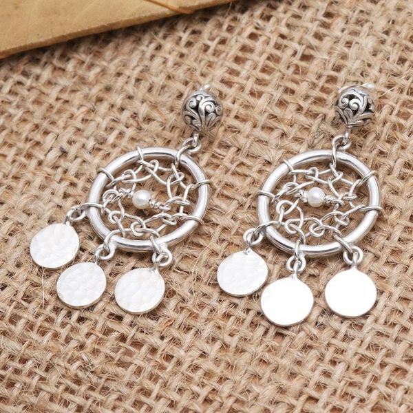 Alternate image for Sterling Silver Dreamcatcher Dangle Earrings Dream Charmer in White