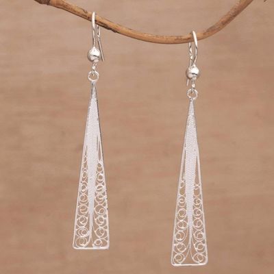Alternate image for Handmade Silver Filigree Dangle Earrings from Bali Angelic Vines