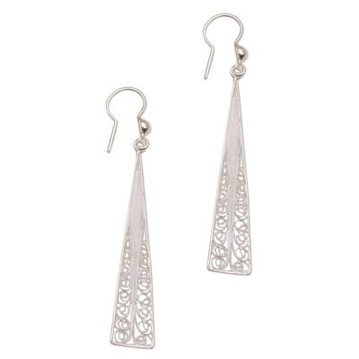 Alternate image for Handmade Silver Filigree Dangle Earrings from Bali Angelic Vines