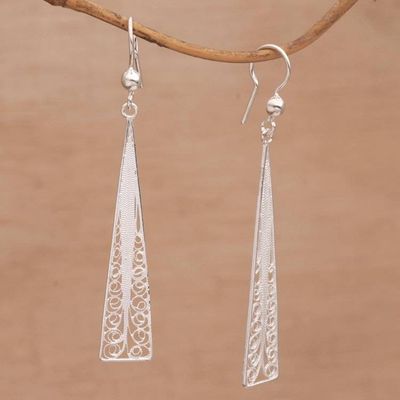 Alternate image for Handmade Silver Filigree Dangle Earrings from Bali Angelic Vines