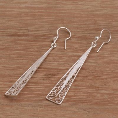 Alternate image for Handmade Silver Filigree Dangle Earrings from Bali Angelic Vines