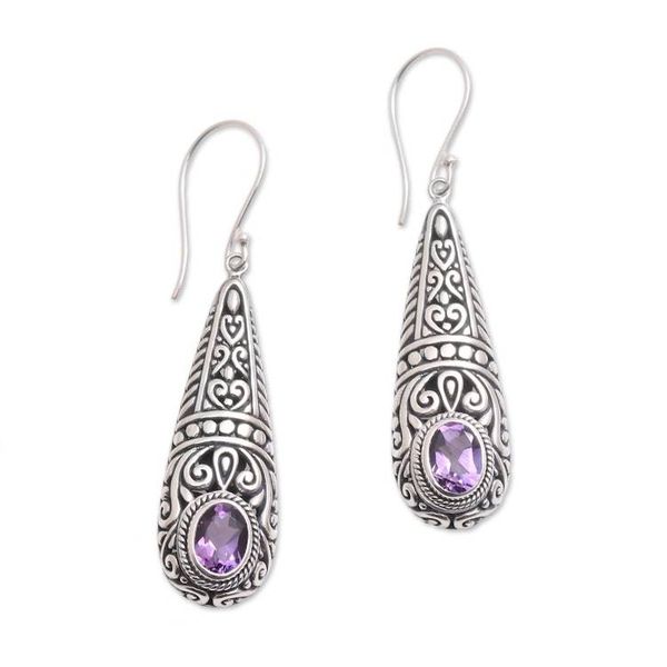 Alternate image for Sparkling Amethyst Dangle Earrings from Bali Sparkling Journey