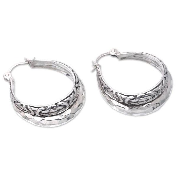 Alternate image for Sterling Silver Fashion Hoop Earrings from Bali Layer of Life