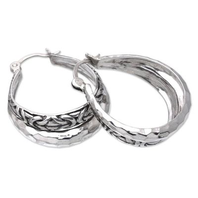 Alternate image for Sterling Silver Fashion Hoop Earrings from Bali Layer of Life