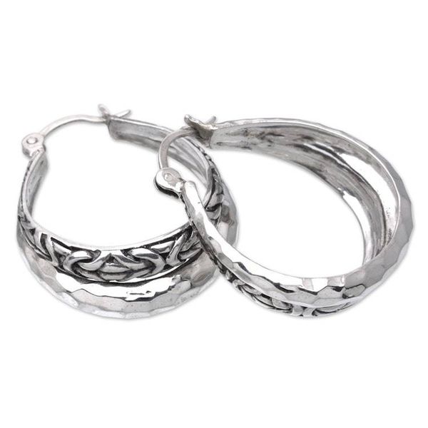 Alternate image for Sterling Silver Fashion Hoop Earrings from Bali Layer of Life