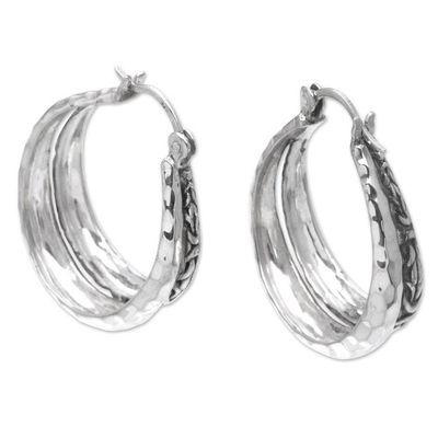 Alternate image for Sterling Silver Fashion Hoop Earrings from Bali Layer of Life