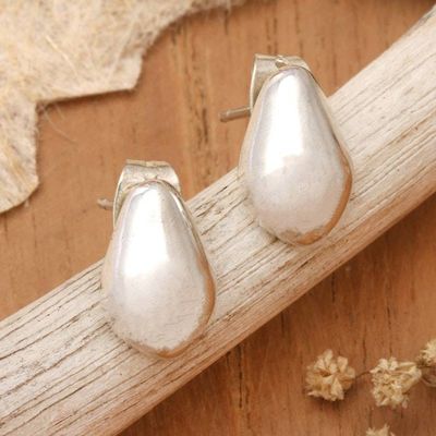 Primary image for Avocado-Themed High-Polished Sterling Silver Button Earrings Ethereal Avocado