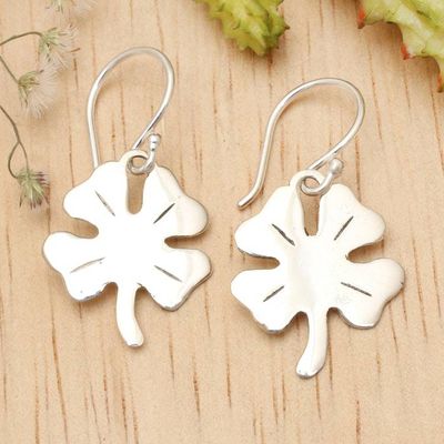 Primary image for High-Polished Clover-Shaped Sterling Silver Dangle Earrings Lucky Shine