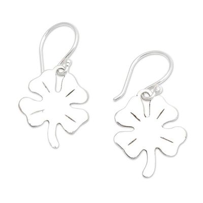 Alternate image for High-Polished Clover-Shaped Sterling Silver Dangle Earrings Lucky Shine