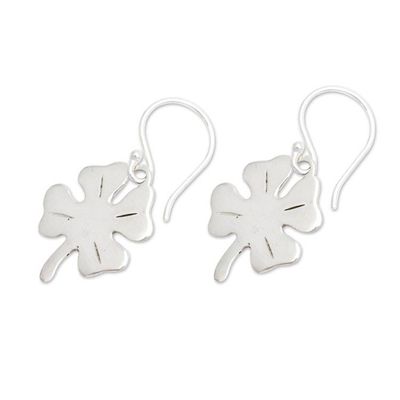 Alternate image for High-Polished Clover-Shaped Sterling Silver Dangle Earrings Lucky Shine