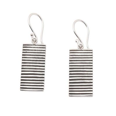 Alternate image for Modern Striped Rectangle Sterling Silver Dangle Earrings Tomorrows Bridge