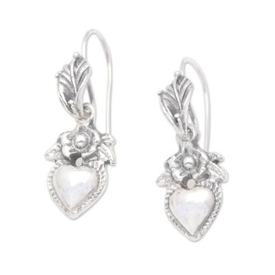 Alternate image for Sterling Silver Dangle Earrings with Floral Motif from Bali Flower in Love