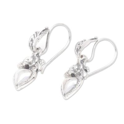 Alternate image for Sterling Silver Dangle Earrings with Floral Motif from Bali Flower in Love
