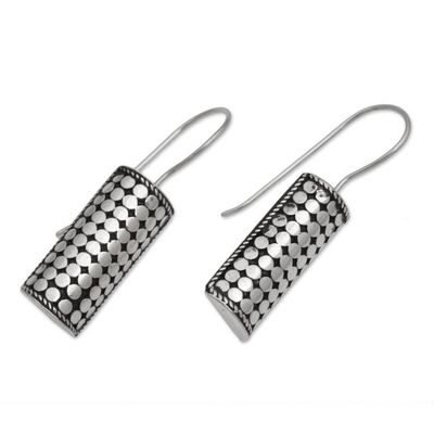 Alternate image for Sterling Silver Circle Motif Drop Earrings from Bali Dotted Pillars