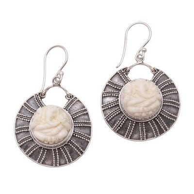 Alternate image for Ganesha-Themed Sterling Silver Dangle Earrings Ganesha Shield