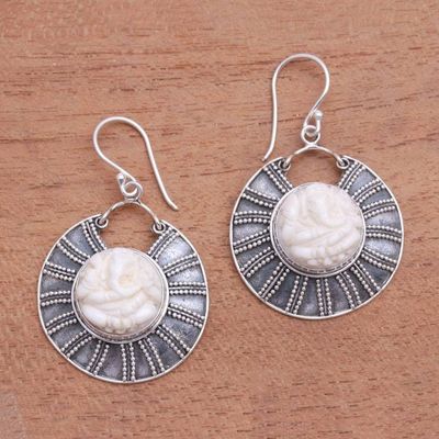 Alternate image for Ganesha-Themed Sterling Silver Dangle Earrings Ganesha Shield