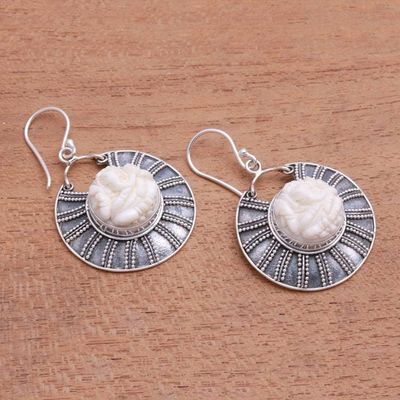 Alternate image for Ganesha-Themed Sterling Silver Dangle Earrings Ganesha Shield