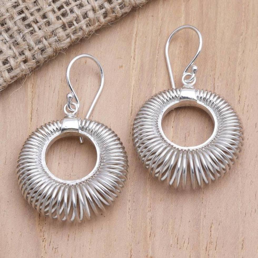 Artisan Crafted Sterling Silver Dangle Earrings 'Wired In'