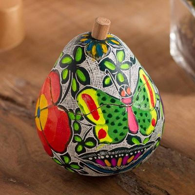 Alternate image for Butterfly Motif Gourd Decorative Jar from Peru Vibrant Butterflies
