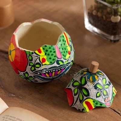 Alternate image for Butterfly Motif Gourd Decorative Jar from Peru Vibrant Butterflies