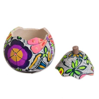 Alternate image for Butterfly Motif Gourd Decorative Jar from Peru Vibrant Butterflies