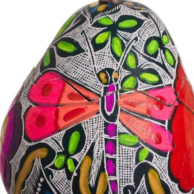 Alternate image for Butterfly Motif Gourd Decorative Jar from Peru Vibrant Butterflies