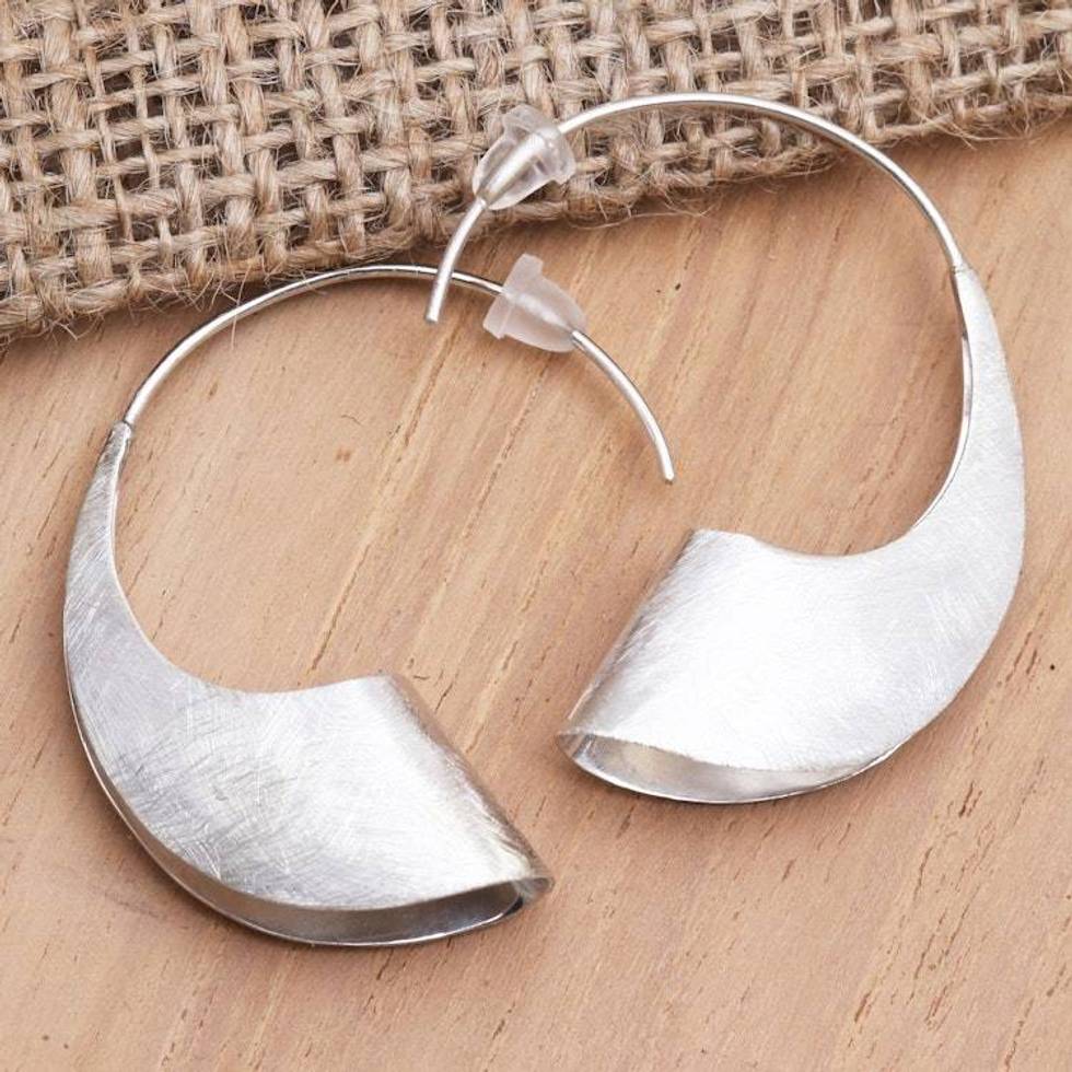 Balinese Sterling Silver Drop Earrings 'Windswept Beach'