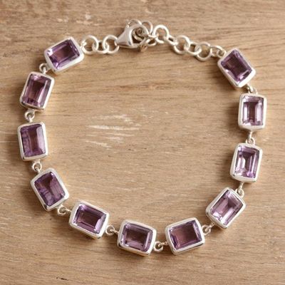 Primary image for Rectangular Amethyst Link Bracelet from India Royal Rectangles