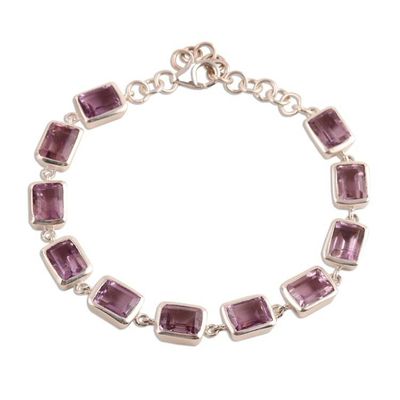 Alternate image for Rectangular Amethyst Link Bracelet from India Royal Rectangles
