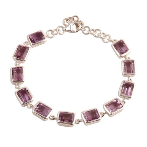 Alternate image for Rectangular Amethyst Link Bracelet from India Royal Rectangles