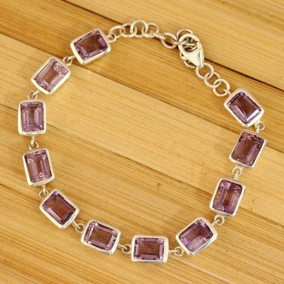 Alternate image for Rectangular Amethyst Link Bracelet from India Royal Rectangles