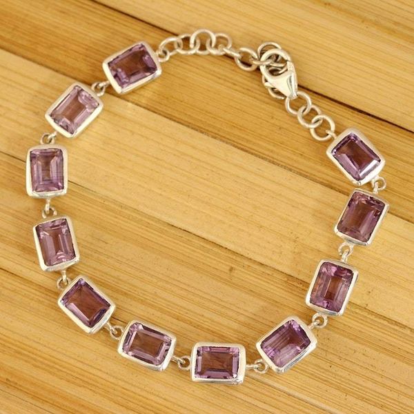 Alternate image for Rectangular Amethyst Link Bracelet from India Royal Rectangles