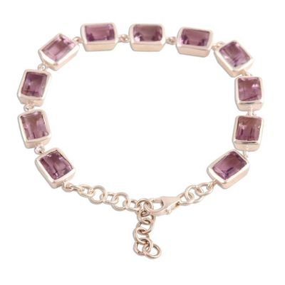 Alternate image for Rectangular Amethyst Link Bracelet from India Royal Rectangles