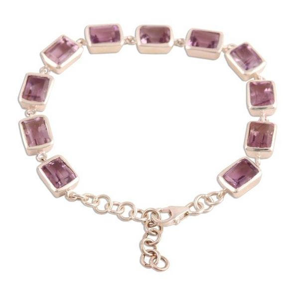 Alternate image for Rectangular Amethyst Link Bracelet from India Royal Rectangles