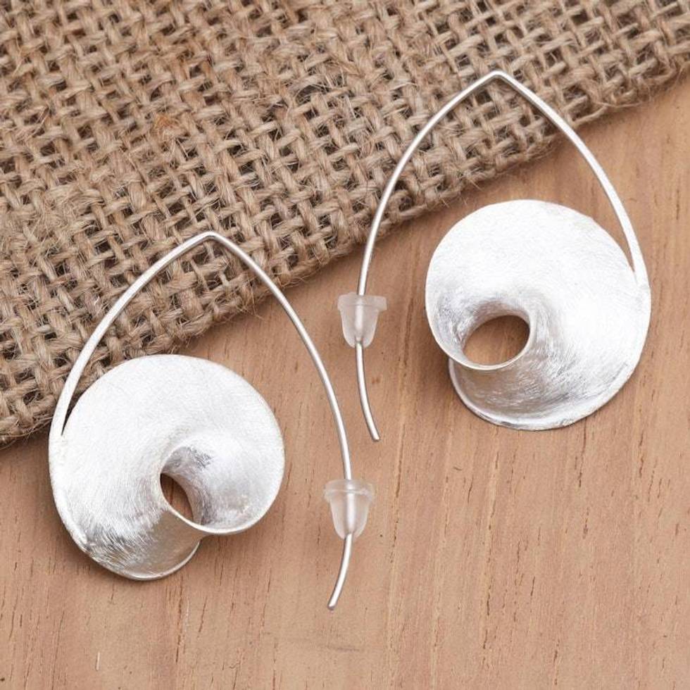 Hand Made Sterling Silver Drop Earrings 'Candy Cone'