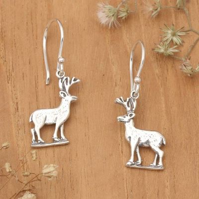 Primary image for Whimsical Deer-Themed Sterling Silver Dangle Earrings Little Deer
