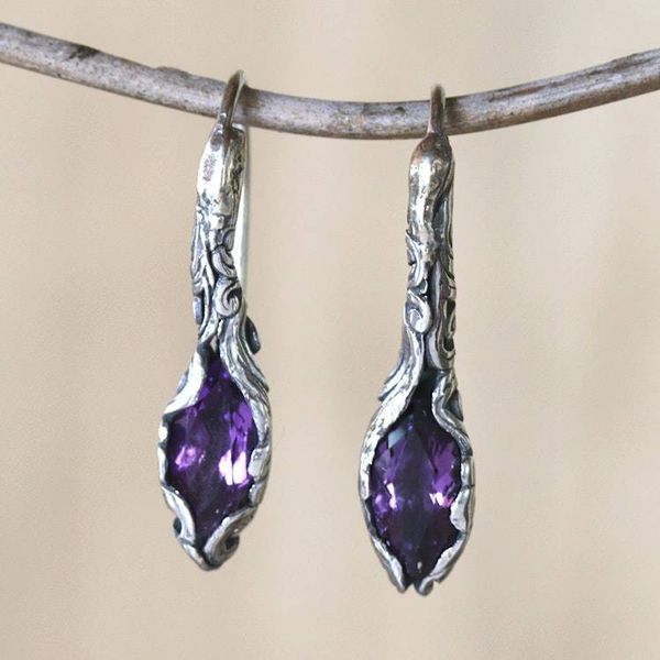 Alternate image for Traditional Balinese Drop Earrings with Faceted Amethyst Seeds of Wisdom
