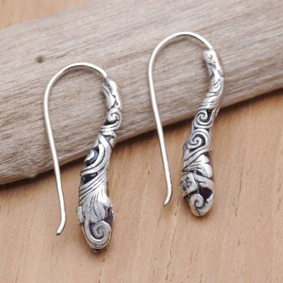 Alternate image for Traditional Balinese Drop Earrings with Faceted Amethyst Seeds of Wisdom