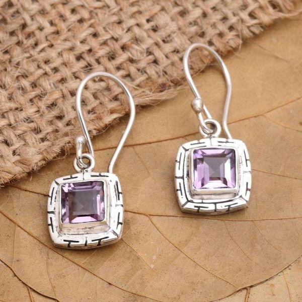 Alternate image for Amethyst and Sterling Silver Dangle Earrings from Bali Midday Dip