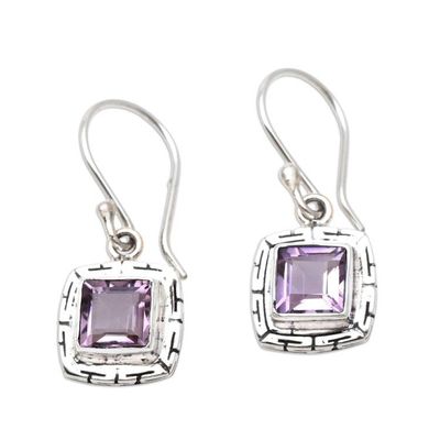 Alternate image for Amethyst and Sterling Silver Dangle Earrings from Bali Midday Dip